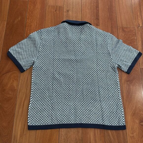 NWT Hollister Boxy Short-Sleeve Geometric Sweater Polo Shirt Size M - Picture 6 of 9